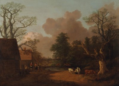 牛乳を注ぐ女のいる風景、1754 年から 1756 年。 作： Thomas Gainsborough