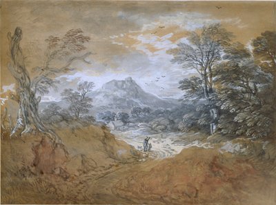 森の端に道がある風景 1760年～1765年 作： Thomas Gainsborough
