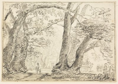森で犬を持つ男 作： Thomas Gainsborough