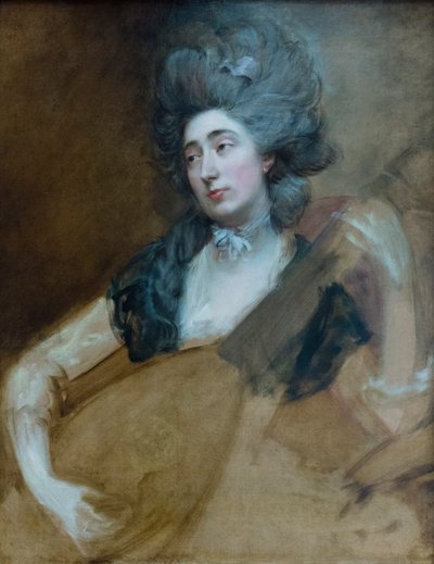 テオルボを持つマーガレット・ゲインズバラ、1777年頃（油彩・カンヴァス） 作： Thomas Gainsborough