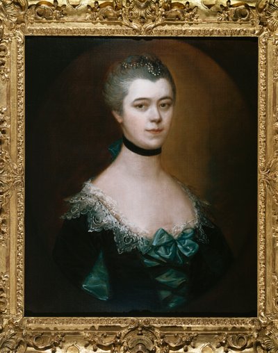 サセックス伯爵夫人の肖像、バストの長さ、黒いドレスの青いドレス 作： Thomas Gainsborough