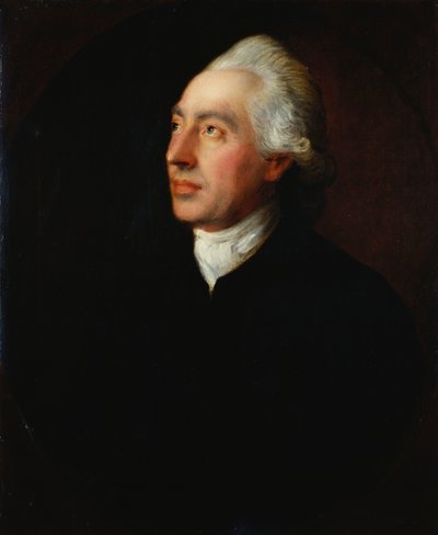 黒いコートと白いクラバットを着たハンフリー・ゲインズバラ牧師の肖像 作： Thomas Gainsborough