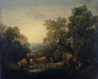 ハガルとイシュマエルのいる岩場の風景（油彩・キャンバス） 作： Thomas Gainsborough