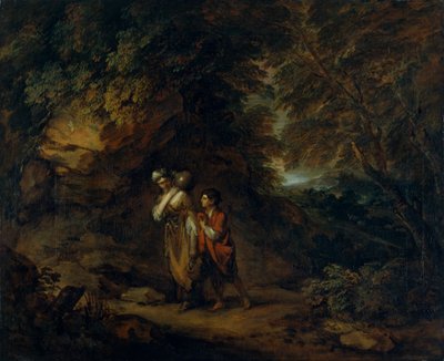 「ハガルとイシュマエルのいる岩の多い風景」、c1788 作： Thomas Gainsborough