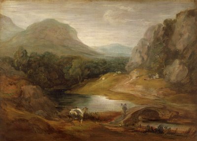 橋のある岩だらけの風景 作： Thomas Gainsborough