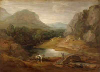 「橋のある岩の風景」、1783-1785 作： Thomas Gainsborough