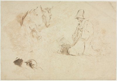 スケッチ：フィギュアと動物。 作： Thomas Gainsborough
