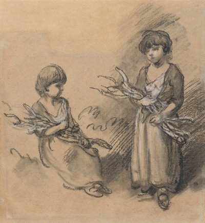 小枝を運ぶ少女の研究 作： Thomas Gainsborough