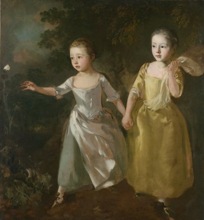 蝶を追いかける画家の娘たち、1756年頃（キャンバスに油彩） 作： Thomas Gainsborough