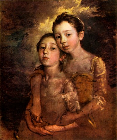 「猫を連れた画家の娘たち」、c1760、1944 年。 作： Thomas Gainsborough