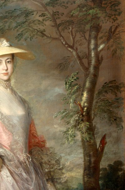 メアリー、ハウ伯爵夫人、1760年頃の絵画からの木の詳細（キャンバスに油彩） 作： Thomas Gainsborough