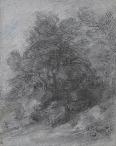 牧夫、牛、コテージのある樹木が茂った風景 作： Thomas Gainsborough
