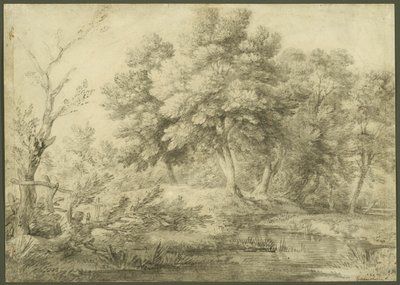 小川のある樹木が茂った風景 作： Thomas Gainsborough