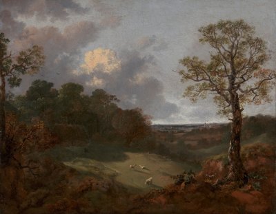 Paisagem arborizada com uma casa de campo e pastor 作： Thomas Gainsborough