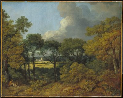 休息する農民がいる森の風景 作： Thomas Gainsborough