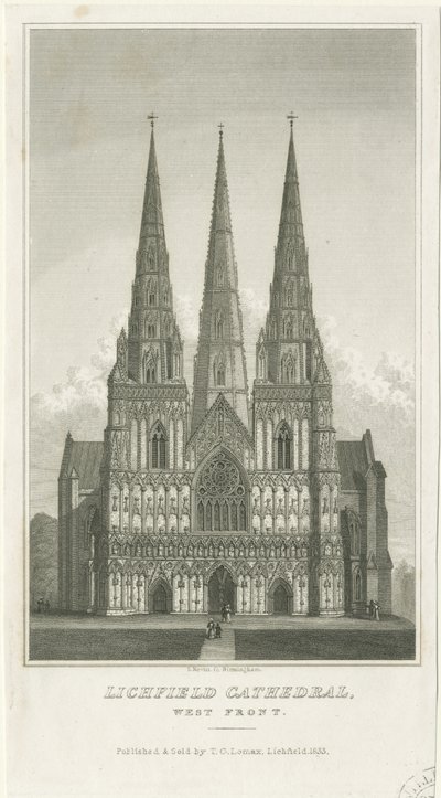 リッチフィールド大聖堂-ウェストフロント：エングレーヴィング、nd [c 1833] (プリント) 作： Thomas George Lomax