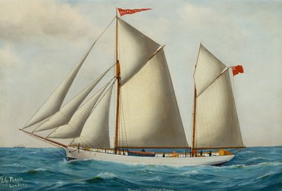 フルセイルの前部と後部のスクーナーグローブヒル（キャンバスに油彩） 作： Thomas George Purvis