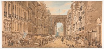 パリで最も美しい景色の 20 の選択: 郊外から撮影したサン ドニ門のビュー 作： Thomas Girtin
