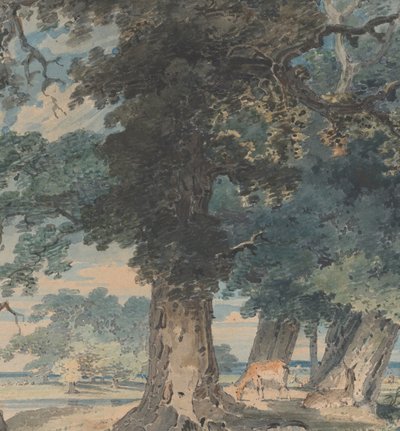 ウィンザーの森の鹿、1793～94年。 作： Thomas Girtin