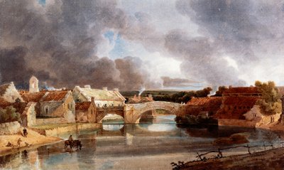 モーペス橋、1802 年頃 (インクと水彩) 作： Thomas Girtin