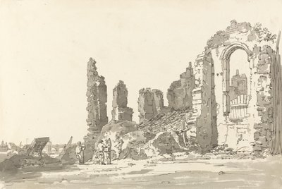 ロンドンのサヴォイパレスの遺跡（紙にペンとインクで洗う） 作： Thomas Girtin
