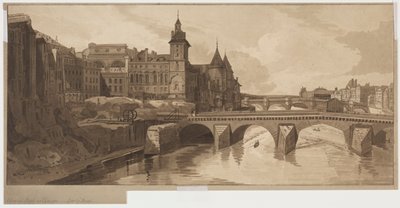 パリで最も美しい20のビューの選択：ポンオーチェンジのビュー、1802。 作： Thomas Girtin