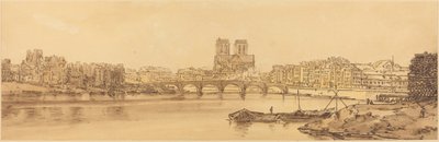 アルスネルから見たトゥルネル橋とノートルダム大聖堂の眺め: pl.11 作： Thomas Girtin