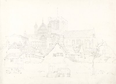 ウィンチェスター大聖堂、北東部、1795年頃（簀の紙にグラファイト） 作： Thomas Girtin