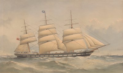 洋上のクリッパー船オーロラ号、1868-74年頃（リトグラフ、彩色済み） 作： Thomas Goldsworth Dutton