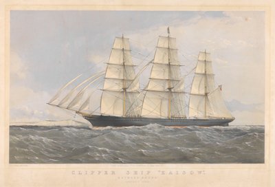 クリッパー船カイソウ往路、1869年1月、1868-74年頃（カラーリトグラフ） 作： Thomas Goldsworth Dutton