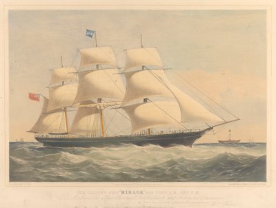 クリッパー船ミラージュ号、965トン、1853-57年頃（リトグラフ、カラー） 作： Thomas Goldsworth Dutton
