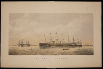 大西洋電信ケーブルとともにシアーネスを出航するグレート・イースタン号 1866年6月 (リトグラフ、彩色) 作： Thomas Goldsworth Dutton