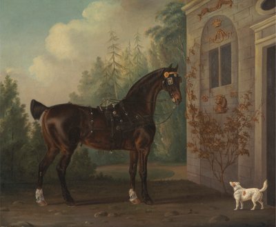 Cavalo de Carruagem Dark Bay de Lord Abergavenny com um Terrier 作： Thomas Gooch
