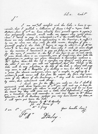 詩集の編纂に関するトーマスグレイからの手紙、c1753、1840 作： Thomas Gray