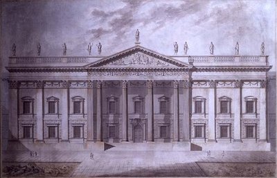 ロンドン、上院議員会館のためのプロジェクト（紙にペンとインク、水彩画） 作： Thomas Hardwick