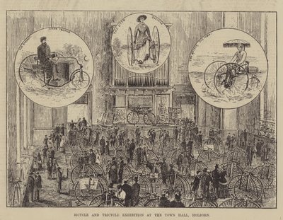 ホルボーン市庁舎での自転車と三輪車の展示 作： Thomas Harrington Wilson