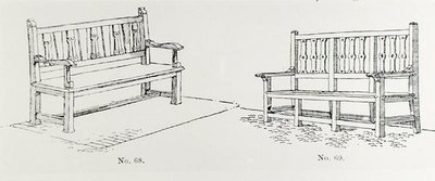1900年に出版されたThomas Mawsonの「The Art and Craft of Garden Making」に掲載されたガーデンベンチ（彫刻）（モノクロ写真） 作： Thomas Hayton Mawson