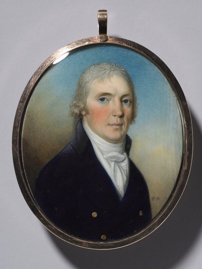ミニチュアのペア：ミニチュアを着た男性の肖像画と女性の肖像画、c。 1780。 作： Thomas Hazlehurst