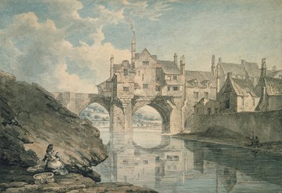 エルベト橋、ダーラム、18世紀（トイレと紙に鉛筆） 作： Thomas Hearne