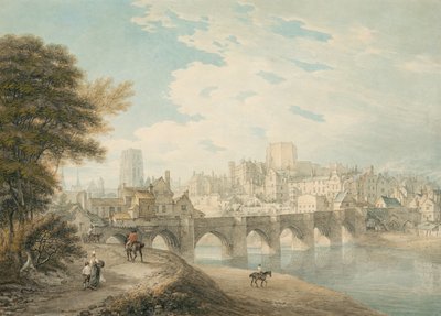 ダーラムの北東の眺め、1783年頃（紙に鉛筆、水彩、ガッシュ） 作： Thomas Hearne