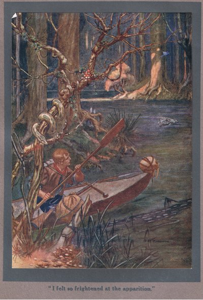 私は幻影にとても恐怖を感じた（カラーリトグラフ） 作： Thomas Heath Robinson