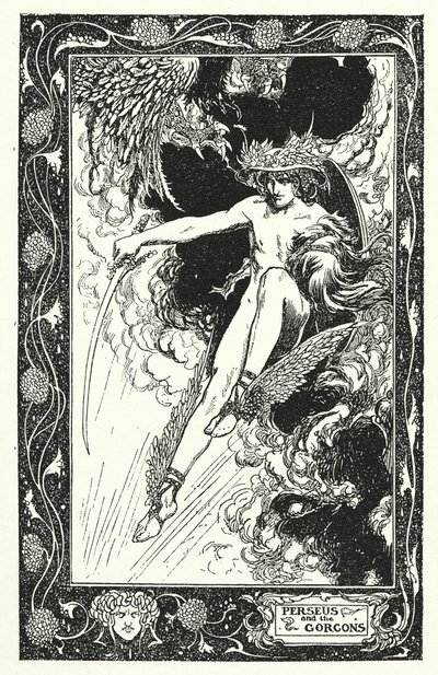 ペルセウスとゴルゴン（リトグラフ） 作： Thomas Heath Robinson