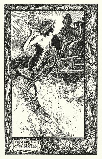 ペルセウスと灰色の姉妹（リトグラフ） 作： Thomas Heath Robinson