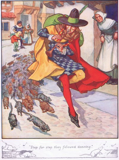 「一歩一歩、彼らは踊りを追った」（カラーリトグラフ） 作： Thomas Heath Robinson