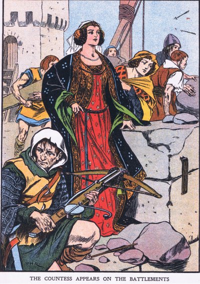 城壁に現れる伯爵夫人（カラーリトグラフ） 作： Thomas Heath Robinson