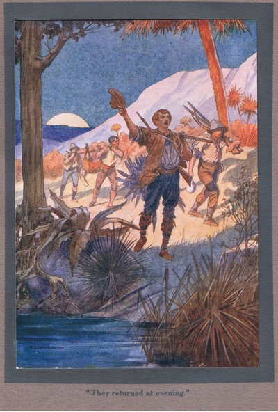 夕方、彼らは戻ってきた（カラーリトグラフ） 作： Thomas Heath Robinson