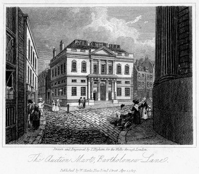 1817年ロンドン市のオークションマート、バーソロミューレーン。 作： Thomas Higham