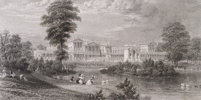 セントジェームズパークからのバッキンガム宮殿とマーブルアーチの眺め、1835年頃 作： Thomas Higham
