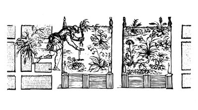 1586年の「庭師の迷宮」からの上げ床での植栽 作： Thomas Hill