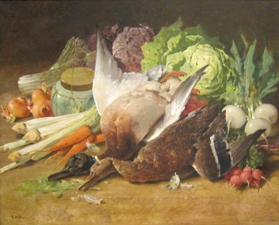 アヒルと野菜の静物画 作： トーマス・ヒル